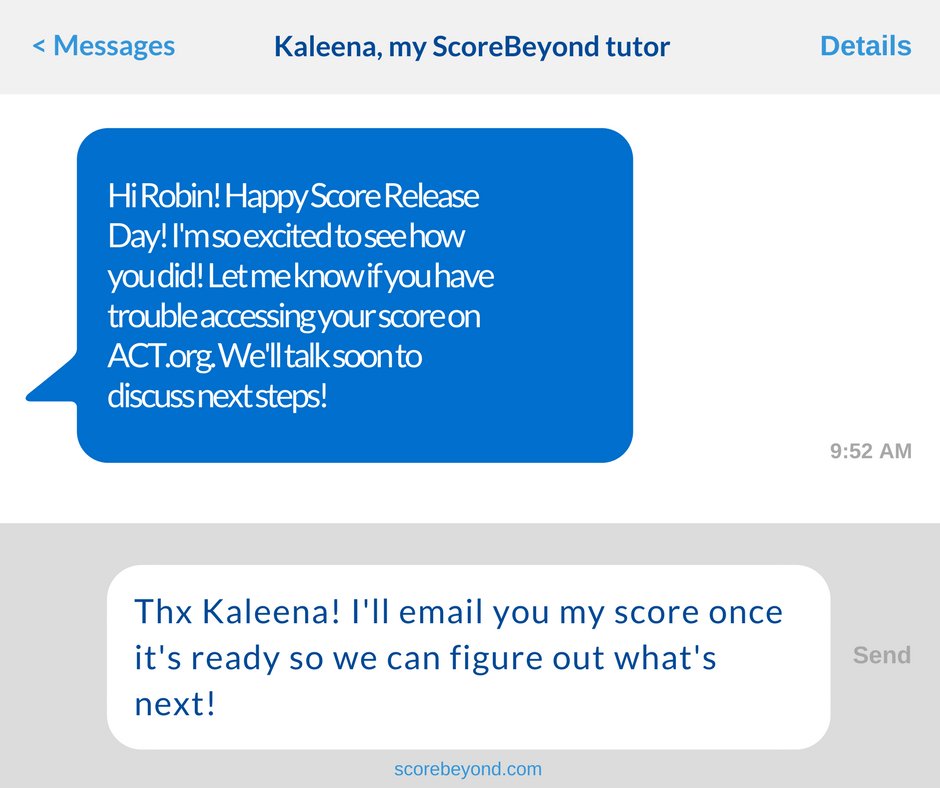 ScoreBeyond's tweet image. Calling all April ACT students — have you checked in with your @ScoreBeyond tutor yet about your scores? It&apos;s as easy as 1, 2, text!