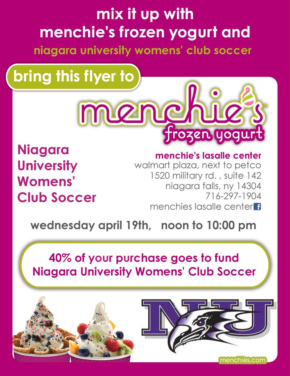NUWClubSoccer's tweet photo. TOMORROW 4/19! Come support your favorites by treating yourself with some froyo 😋⚽️‼️ https://t.co/pXtT8SIziU