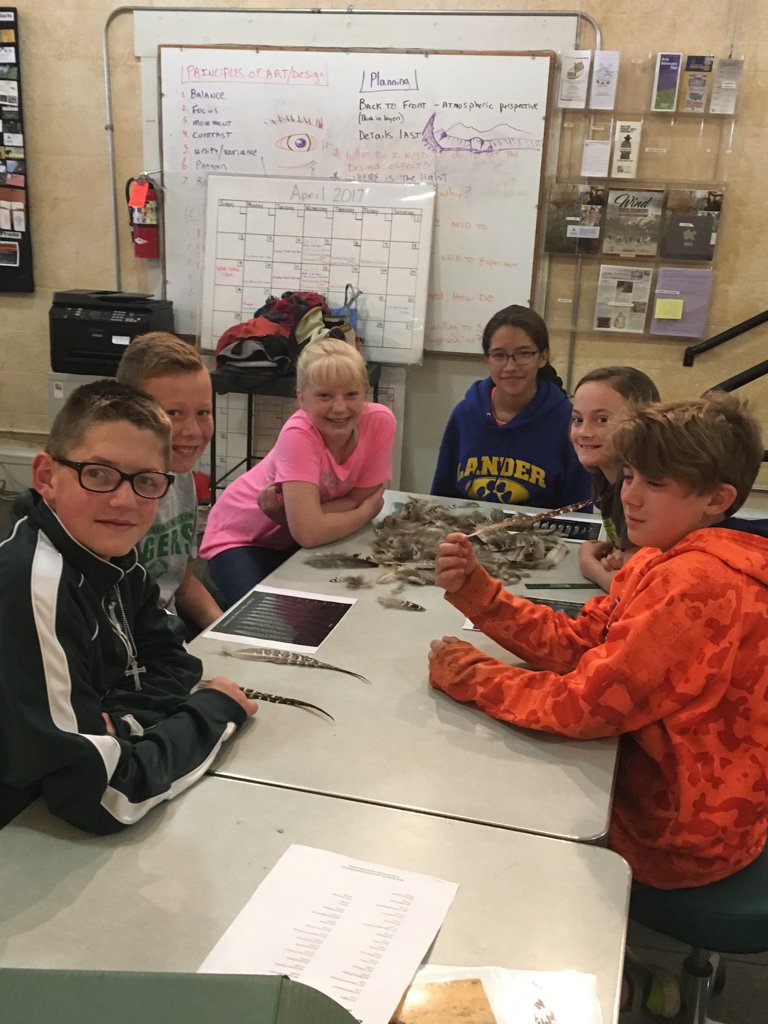 LMS_6thGrade's tweet photo. Sixth Graders studying sage-grouse behavior and habitat at the @LanderArtCenter with support from Wyo G&amp;F @WGFD and ATLAS / @PALSLanderWyo https://t.co/VJ1HycV9Aw