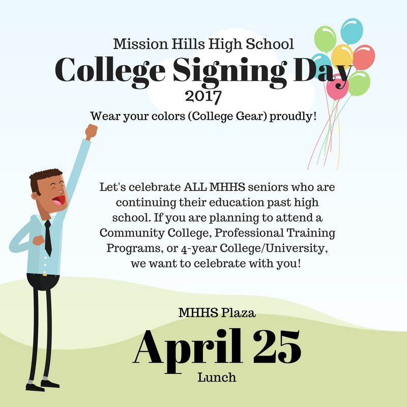 MHHS_Counseling's tweet photo. We're excited to announce the 2nd Annual MHHS #collegesigningday, April 25 @ lunch. Wear your college gear! All students are welcome! https://t.co/BhKw6U6wrS