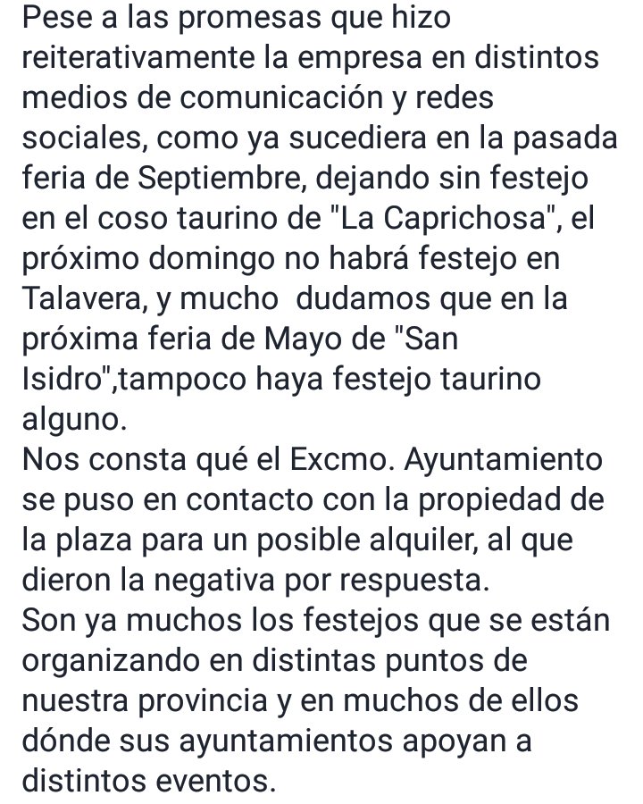 ttalaveratoros's tweet photo. Por favor, ayudarnos a difundir. #TalaveraQuiereToros #TalaveraTaurina.
La afición de Talavera nos vemos abandonada https://t.co/dPM7iYLMSv