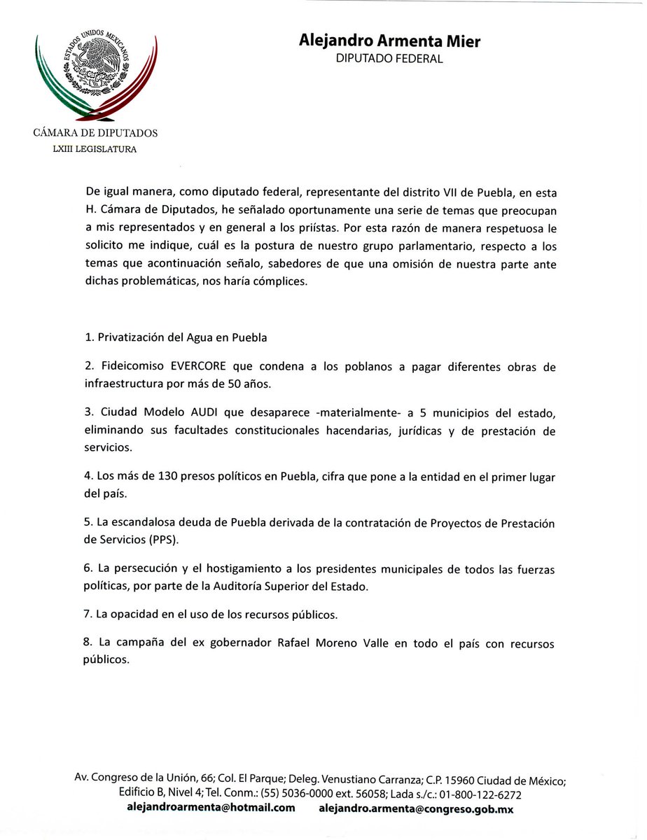RadioEnRedes's tweet photo. carta presentada por #Alejadnroarmenta @armentaconmigo a #CesarCamacho @CCQ_PRI coordinador del grupo parlamentario
@PRIoficial https://t.co/6vVVLAUyUm
