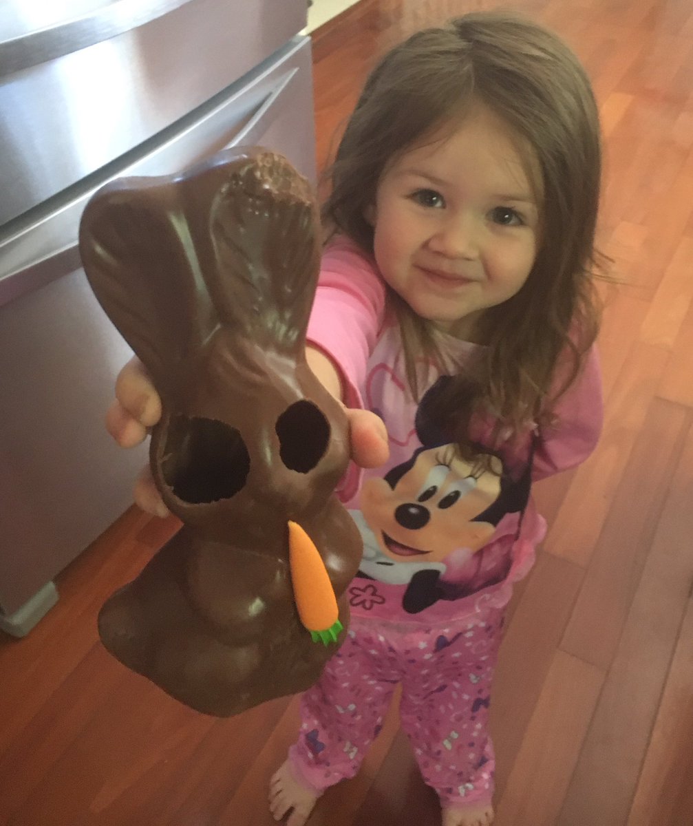 AbbeyPMaurer's tweet photo. What does it mean when your child eats the bunny's eyes first?? #TerribleTwos #SheThoughtItWasFunny #EatTheEarsFirst https://t.co/2iasg1pisl