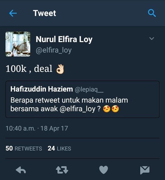 Kalau Shuk dpt 10K retweet, boleh tak dpt makan malam dgn <a href="/sharifahamani/">Sharifah Amani 🇲🇾</a> 😋

Cc: <a href="/fatibee/">fatimah abu bakar</a> <a href="/hotfm976/">Hot FM 🇲🇾</a>