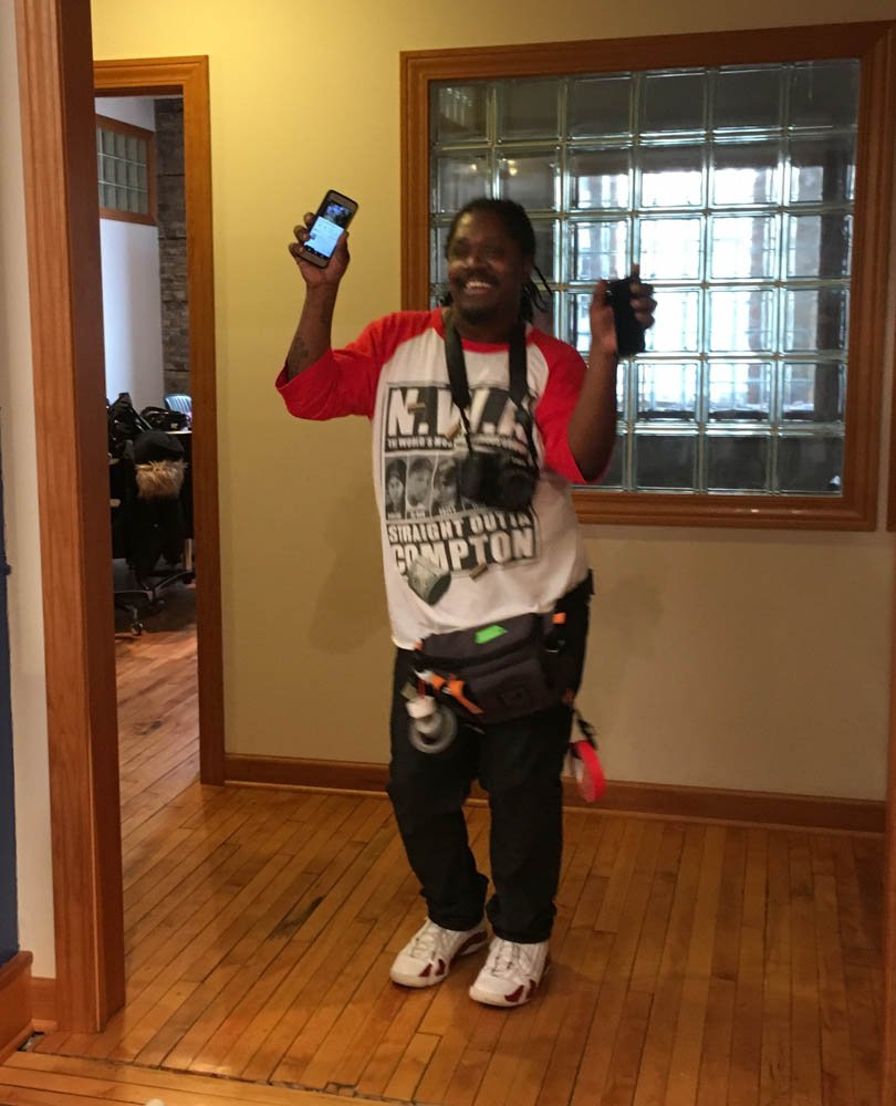 brokenepisodic's tweet photo. Shout out to Kyron Williams as our AC doing a happy dance and Johnnie Hovey on audio (and apparently in a horror movie). Great job guys! https://t.co/AZRAcWGORj