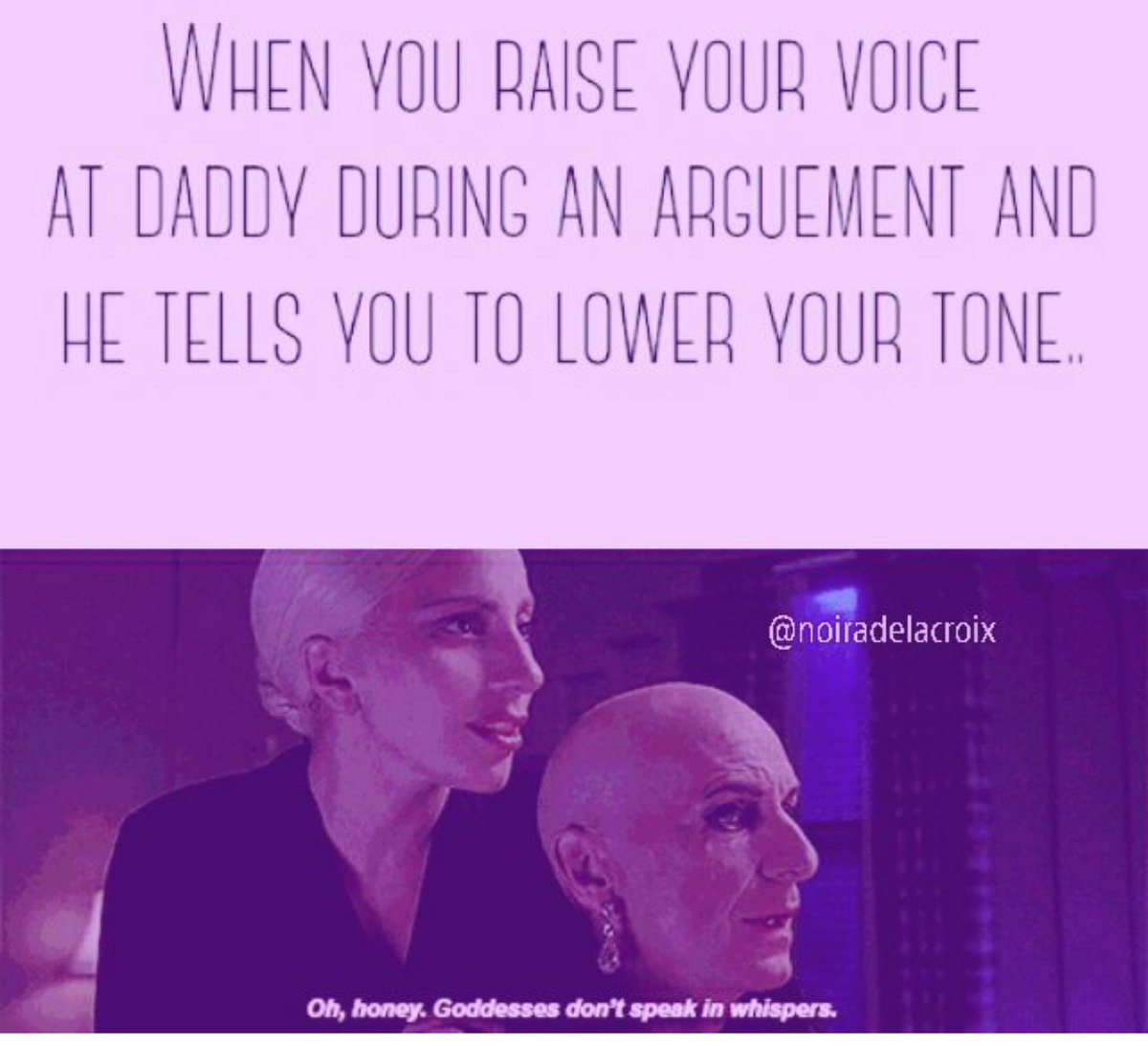 neverlandgypsy's tweet photo. Goddesses do not wear crowns, they wear confidence. 👑🗡 #daddy #ahs #goddess #princess #daddydom #crown #queen #daddymeme https://t.co/t360yH5zit