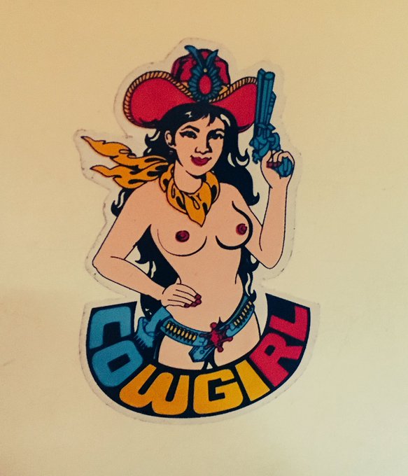 this #vintage sticker makes me happy...titties out and guns a blazin cowgirl https://t.co/EreLQCK4Ix<a href="/tag/vintage"class="tags">#vintage</a>