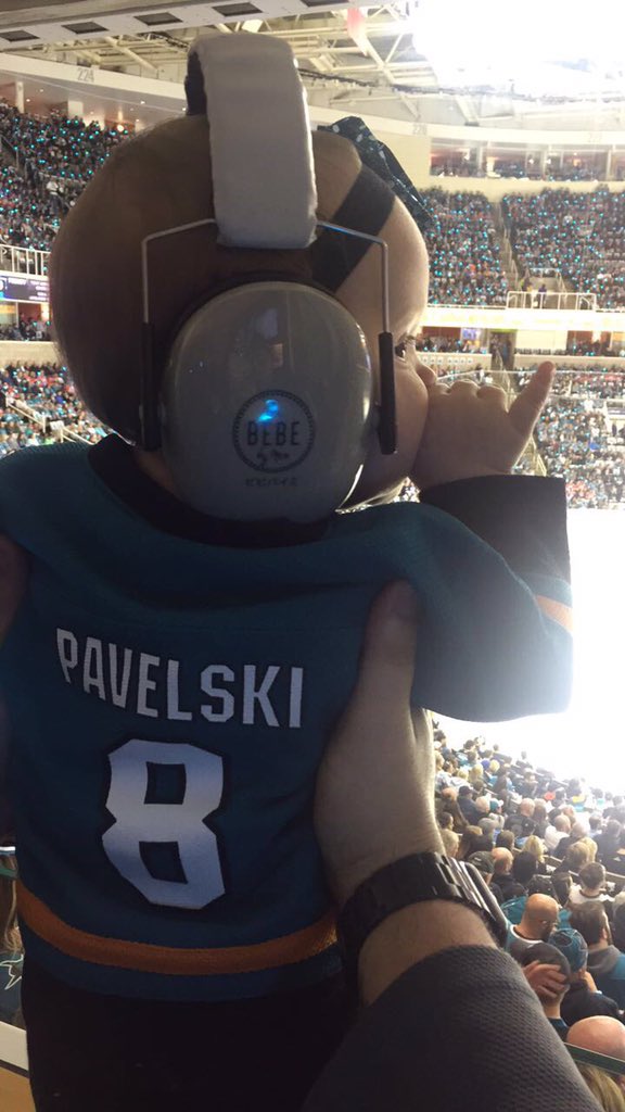 Cheering on her favorite team tonight! <a href="/sjsharkie/">#SJSharkie</a>