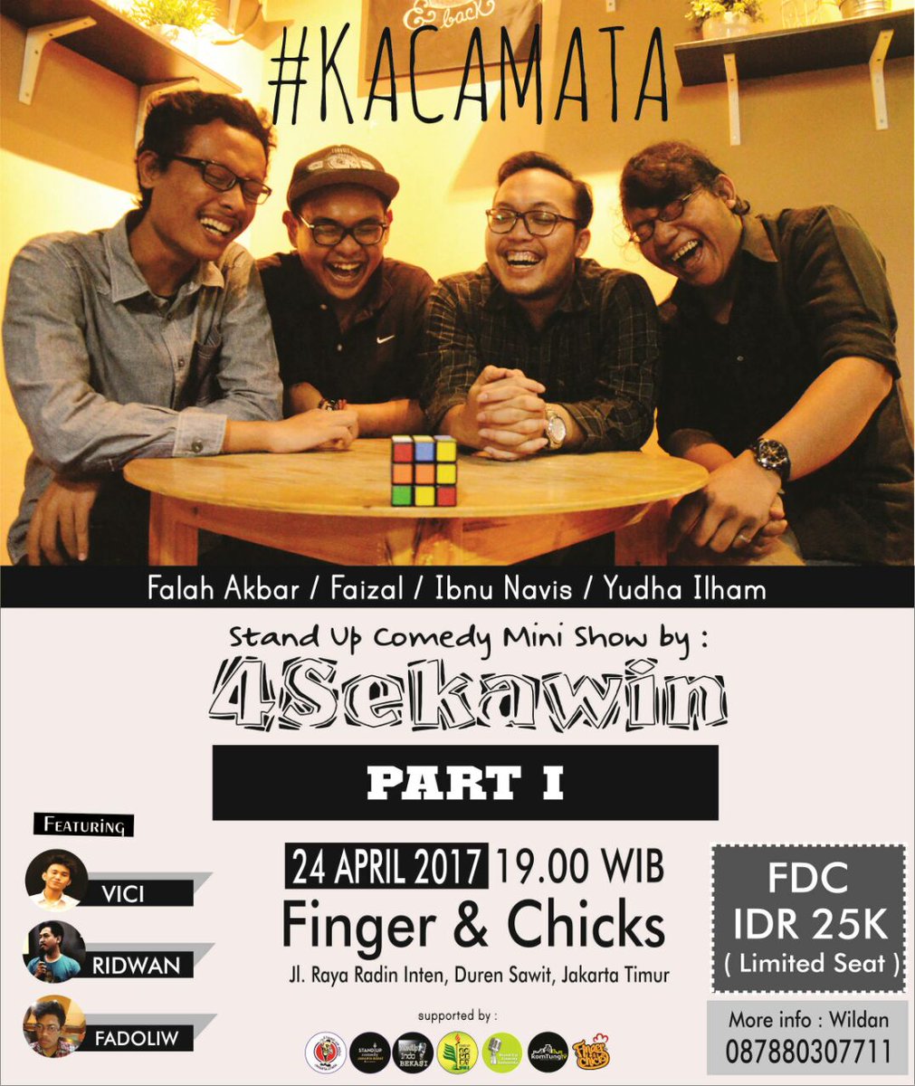#KACAMATA <a href="/4SEKAWIN/">#2019GANTINETIZEN</a> PART I
// 24 APRIL 2017 // FINGER AND
CHICKS DUREN SAWIT JAKARTA
TIMUR // FDC : IDR 25 K ..

INFO : <a href="/4SEKAWIN/">#2019GANTINETIZEN</a> .. 👊👊