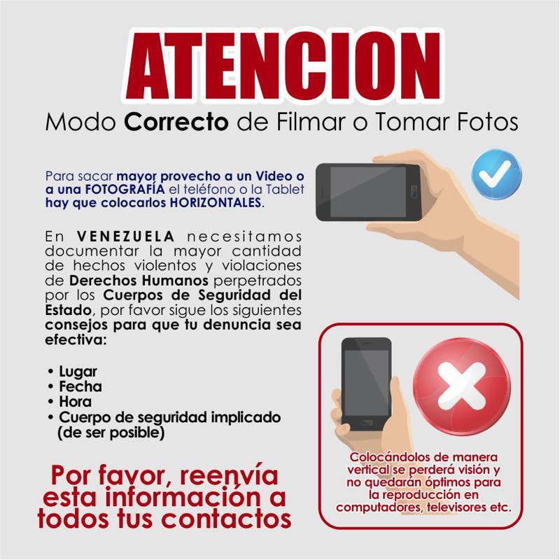AndrewsAbreu's tweet photo. #DATO Modo correcto para grabar o tomar fotos en manifestaciones o disturbios #Importante: Lugar, fecha y hora. https://t.co/UaKpyLBEVg