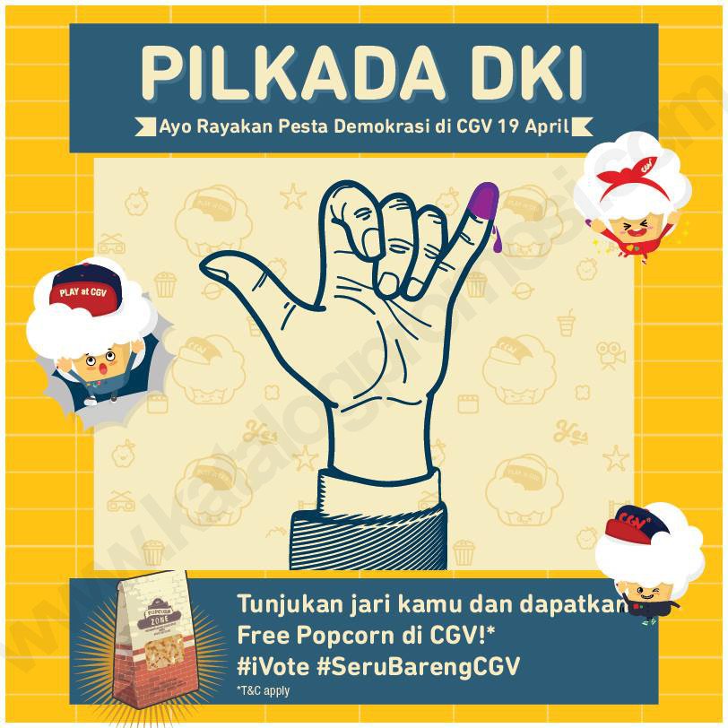 semangkasegar's tweet image. Nonton di CGV, tunjukkan jarimu, dapet popcorn gratis, guys. #diskonpilkada