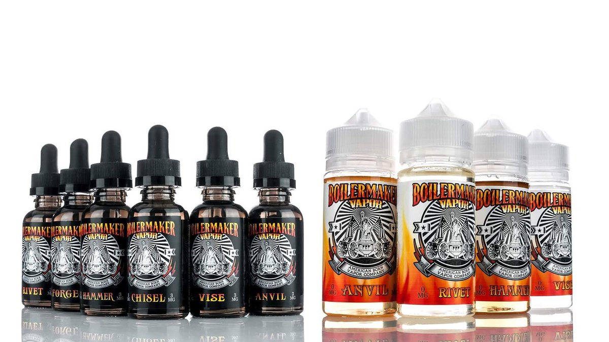 BoilermakerVape's tweet photo. The full line-up. #Boilermaker Vapor 30ml black label &amp; 100ml white label. Available at https://t.co/yEcFUczCjr #vapethefire #vape #eliquid https://t.co/iYBhn4xpsW