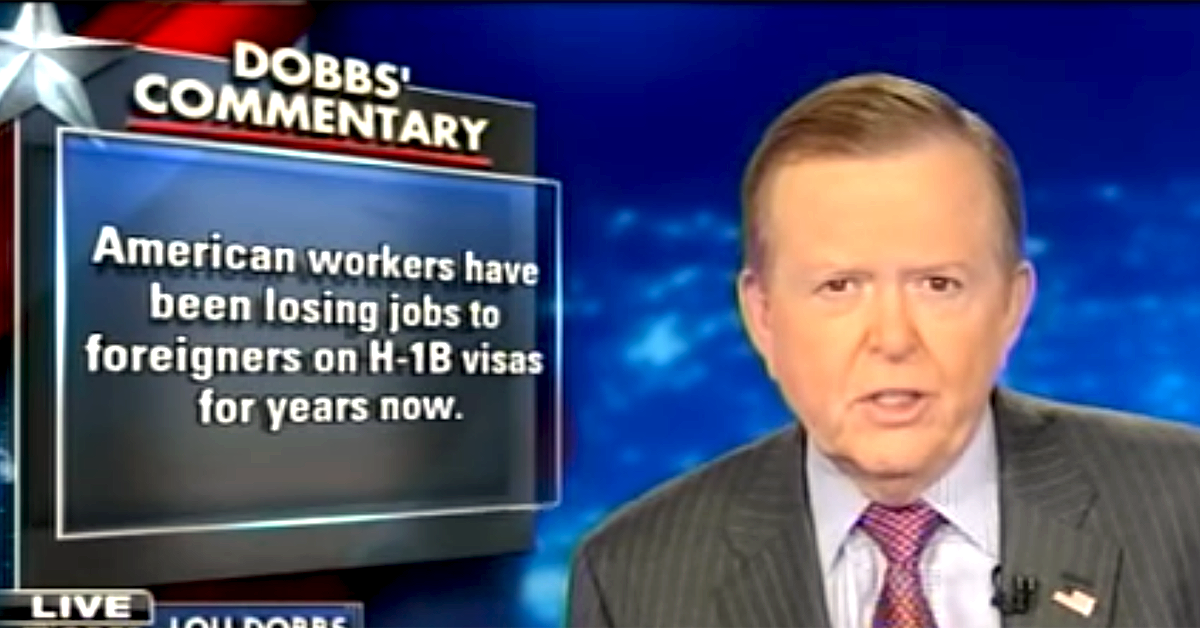 RickRWells's tweet photo. Dobbs – Trump Correcting 20 Years Of American Jobs Given To Foreigners Thru H-1B Visas https://t.co/6vfbKpz9Tr https://t.co/IczJTaCWe5
