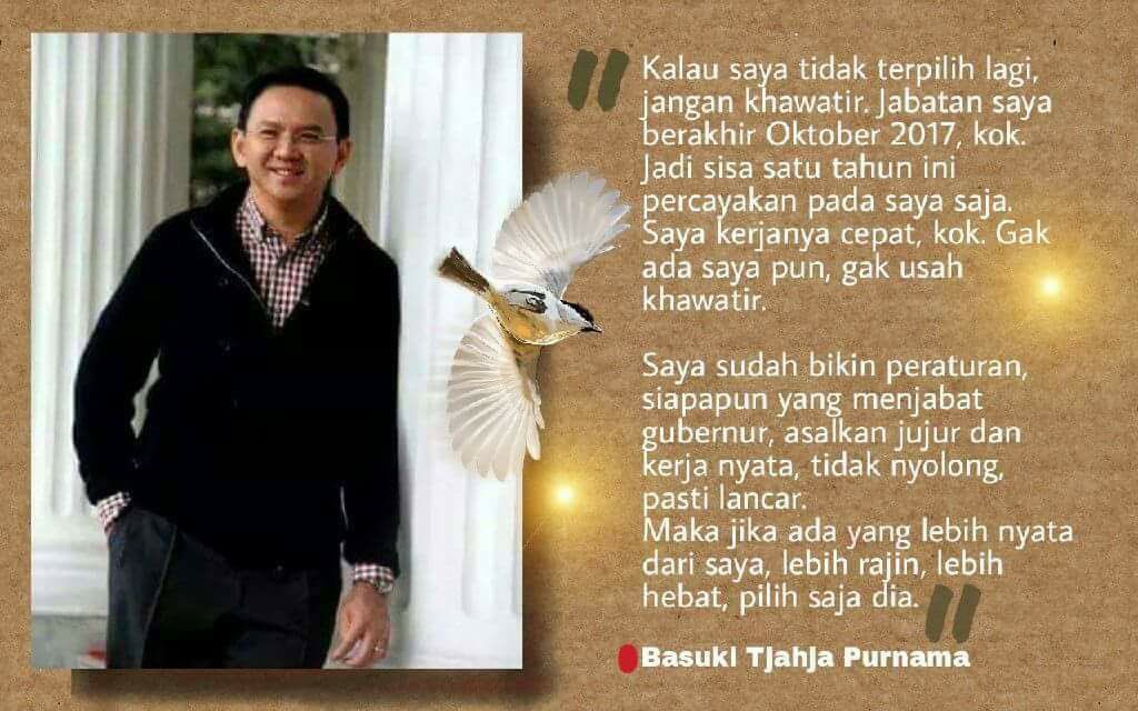 Terima kasih, Pak Ahok.
Saya bangga jd pendukung Bapak, dgn segala kekurangan &amp; kelebihannya.