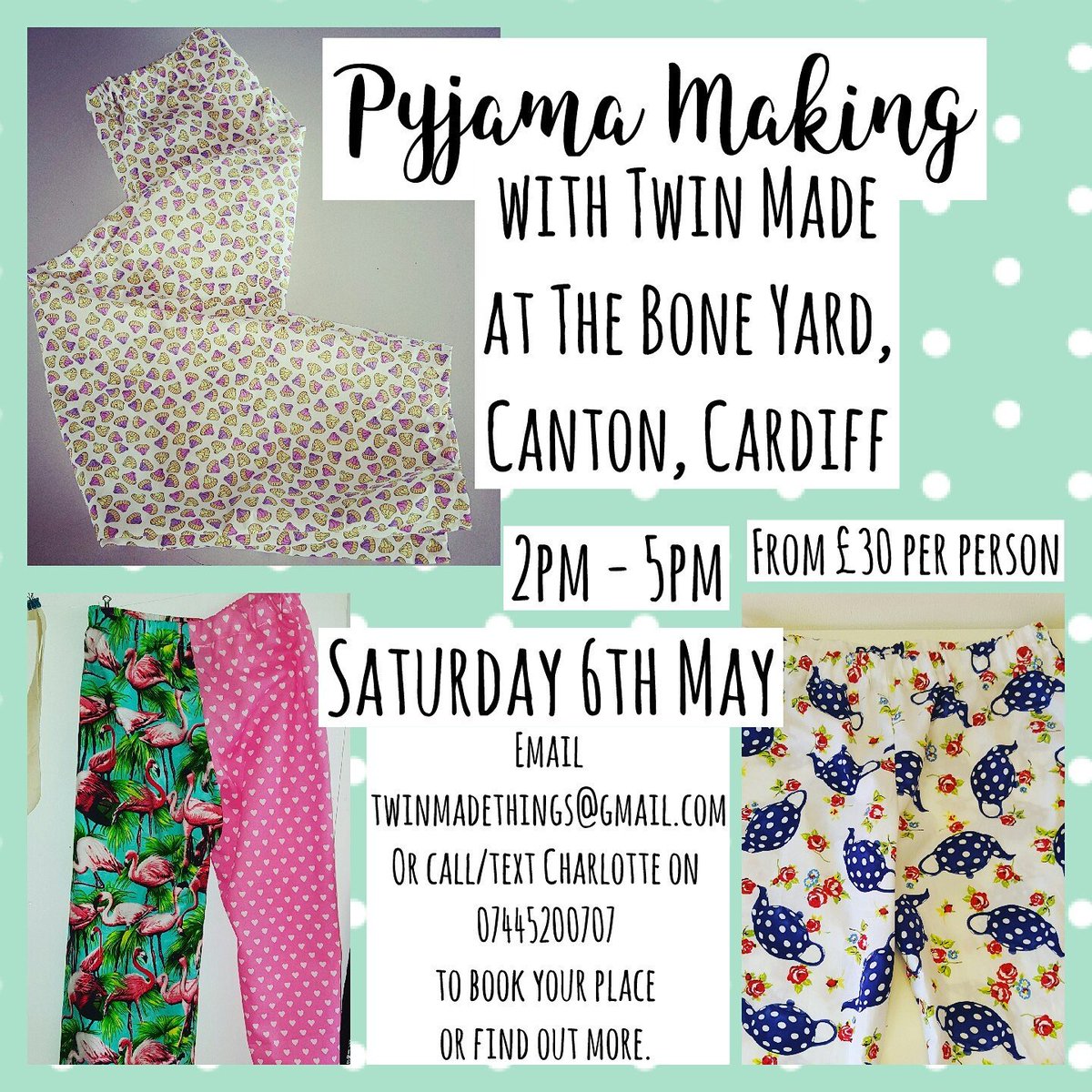 Twin_Made's tweet photo. Come make your very own Pyjama bottoms with us in our #creativecontainer @BoneYardCardiff.
Email us now to find out more! https://t.co/5MmnbL6z0h