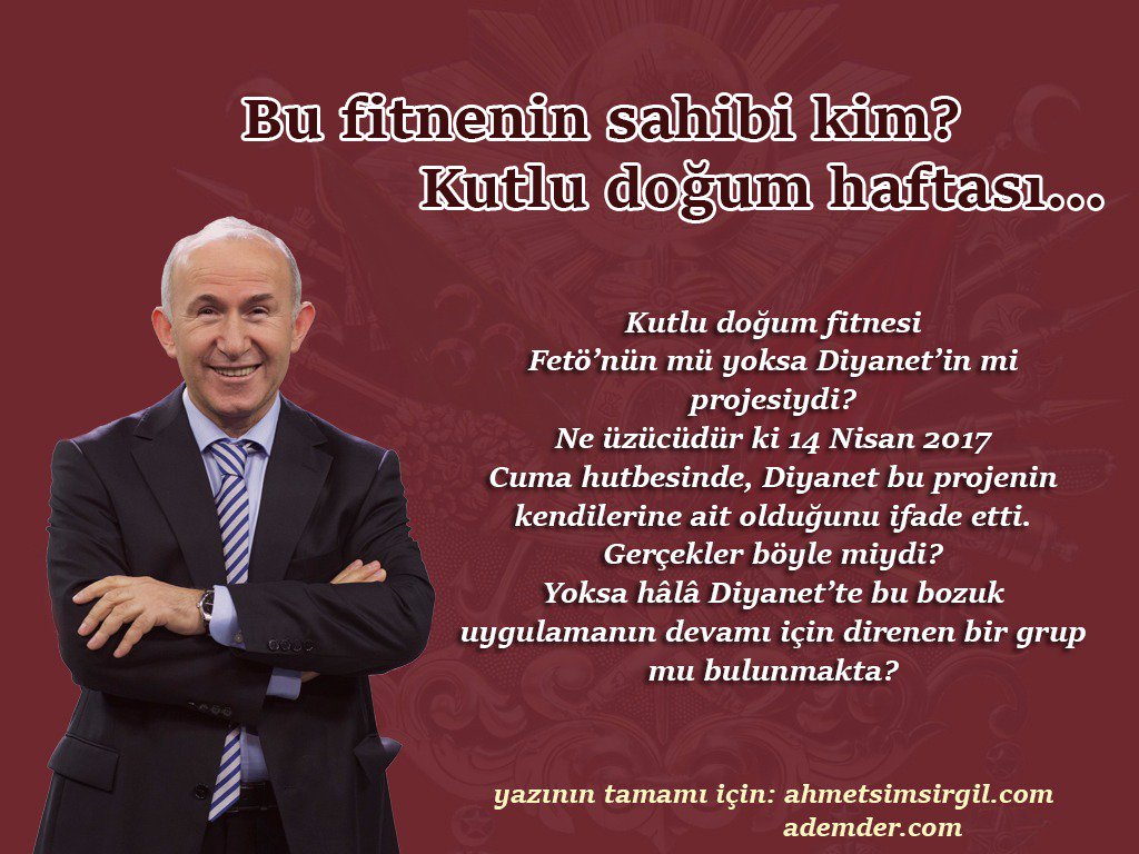 Tarihin bir sayfası yine siyah olmasın
Diyanet fetönün tuzağında kalmasın 
ahmetsimsirgil.com/bu-fitnenin-sa…
