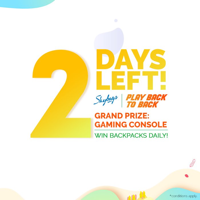 InSkybags's tweet photo. With Just 2 Days To Go, Get your Game Face on and #PlayBacktoBack to WIN a Gaming Console, and #Skybags Backpacks Daily! #ContestAlert https://t.co/IzsK8QdPCE