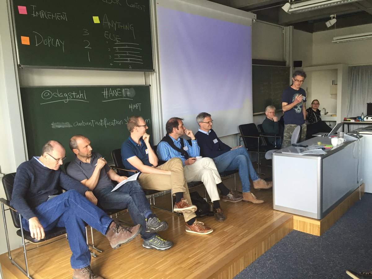 albrechtschmidt's tweet photo. Starting the first debate on whether user control of notification is only an illusion @dagstuhl #ANE17 https://t.co/6u66trLuM7