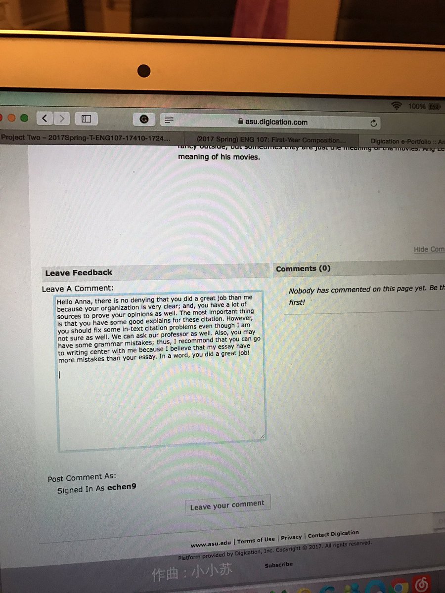 EnyuChen's tweet photo. Hello！@Anna_2017ENG I have finished commenting on your P3's draft.#eng107vf https://t.co/j2fdVI8o4j
