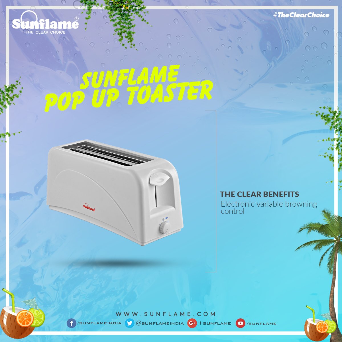 SunflameIndia's tweet image. #Sunflame #popuptoaster SF- 157 is more than your average #toaster with its cancel, defrost, cancel functions for that perfect browned slice