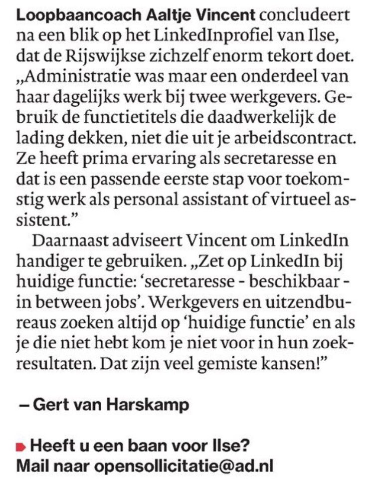 aaltjevincent's tweet photo. Doe jezelf niet te kort op #LinkedIn: juiste functietitel én huidige functie is broodnodig om gevonden te worden. via @ADnl #solliciteren https://t.co/kCSEN5OiqP