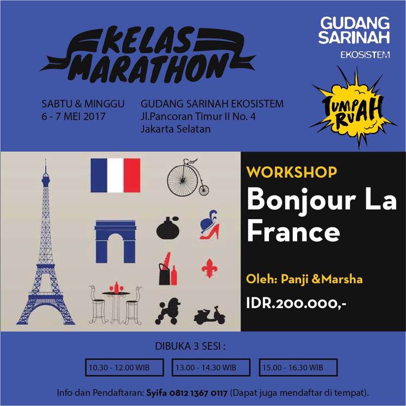 Kelas Bahasa Prancis untuk pemula w/ <a href="/panjistywn/">Panji Setyawan</a> &amp; <a href="/marshans/">Trevor Greenwood</a> IDR 200K RSVP : Syifa 0812-1367-0117 #workshopjkt #LESBAHASA #kelasmarathon