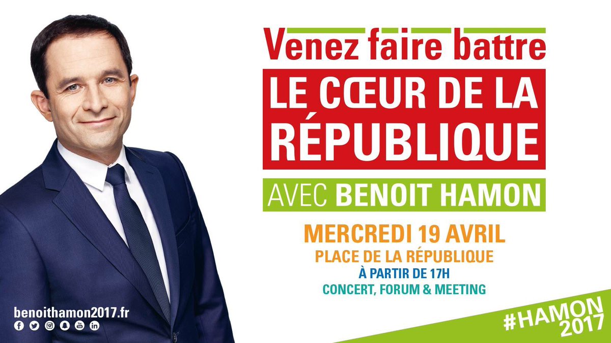 Tu viens ? C'est ce soir !

#Paris12 y sera pour le candidat qui fait battre son❤️
#Hamon2017🌹🌻
#HamonElysee
#ecologie #socialisme #justice