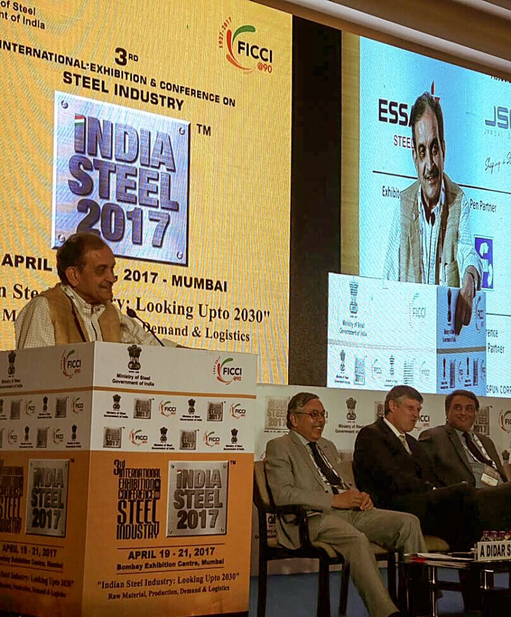 ficci_india's tweet photo. .@SAILsteel @SecyGEN_ficci @jvij1967 @indiasteel17 @SteelMinIndia Steel is second only to oil sector for economic development: Hon'ble Minister @ChBirenderSingh #indiasteel2017 https://t.co/PYMUU6sem6