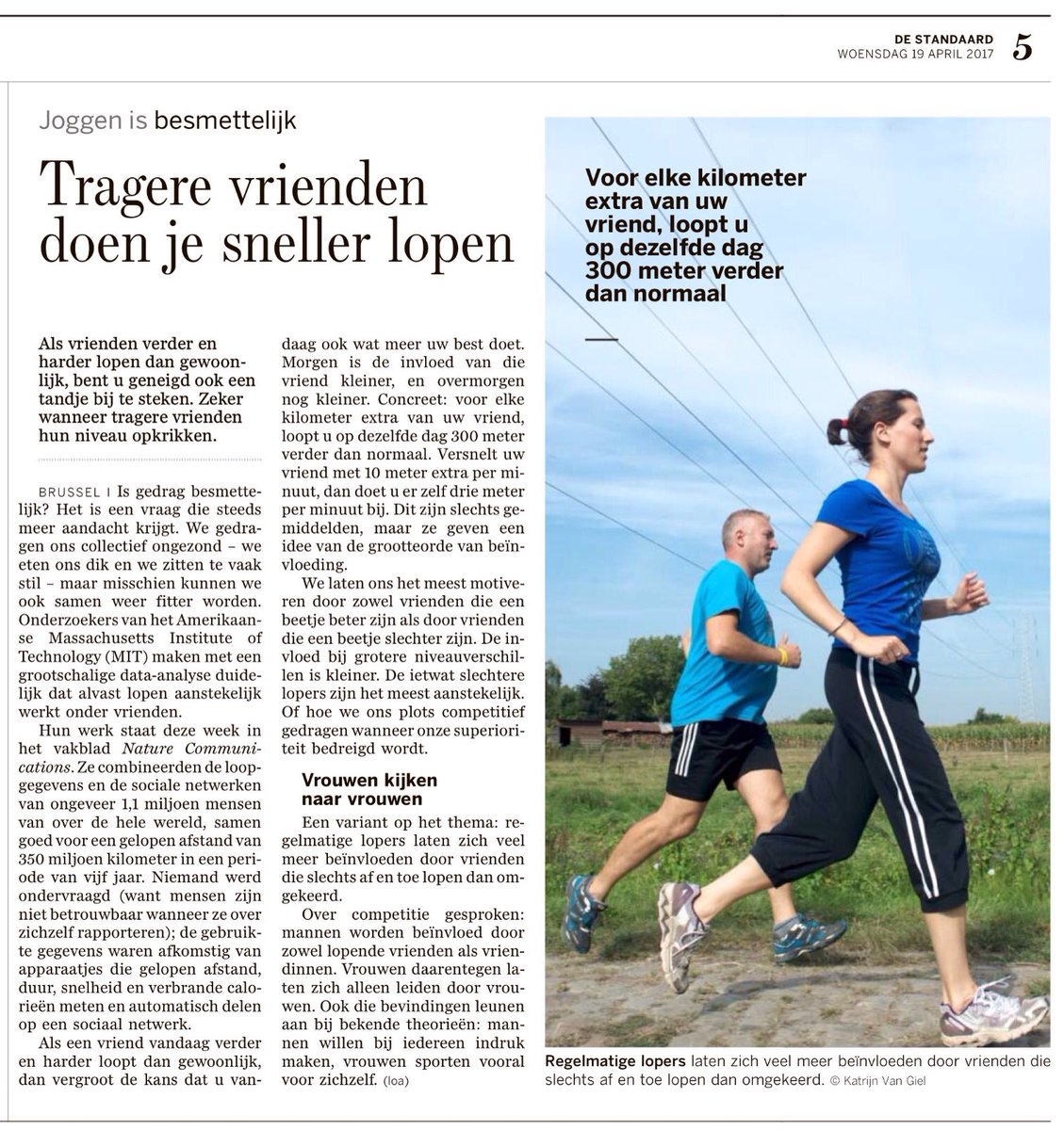 Onderzoek bevestigt: sporten is besmettelijk 👍🙌🙂🏃⛹🚴⚽️🎾🏊🏓🎽 #sportersbelevenmeer