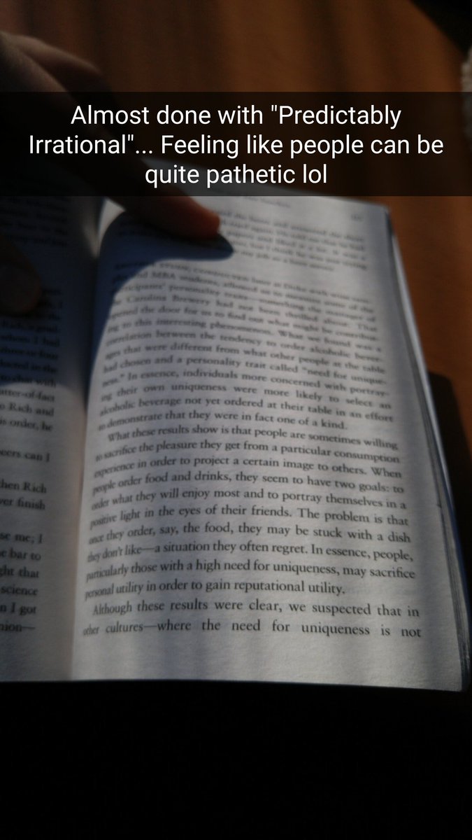 ManalAssaad's tweet image. I thought I&apos;d learn about my irrationalities in this book, but instead I sort of lost faith in humanity a little bit &amp;amp; felt more alien lol