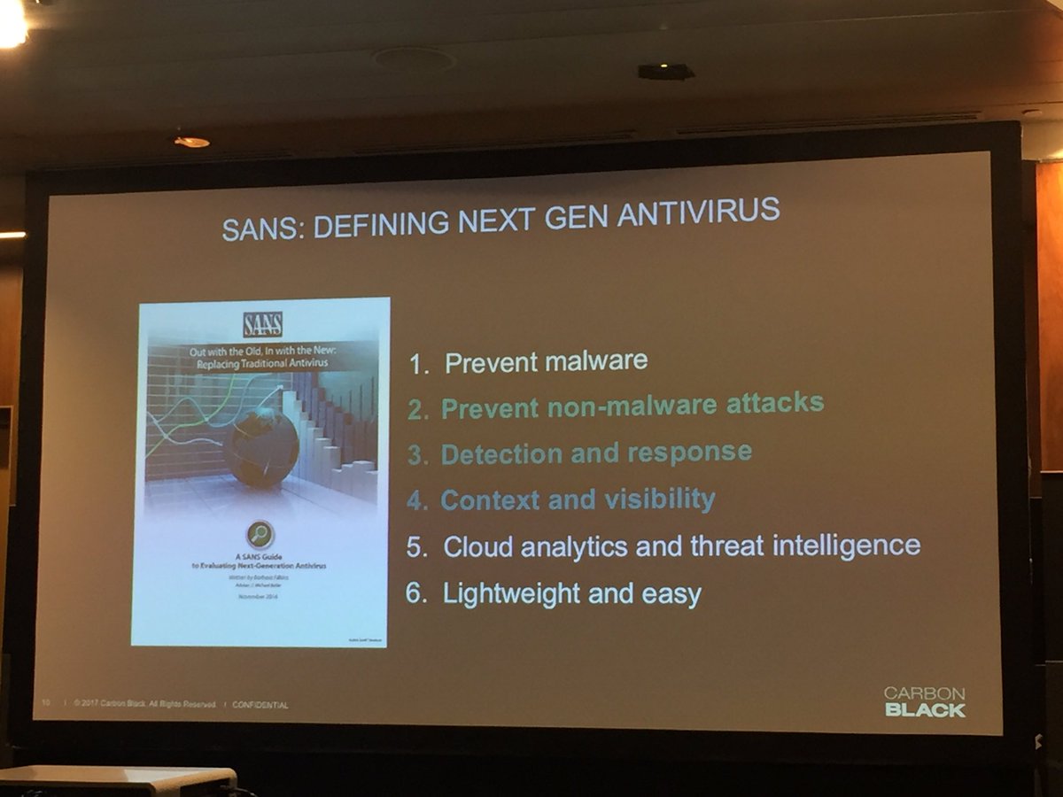 Lazy2Hack's tweet image. David Hoi from #CarbonBlack, on "Stop The Most Attacks, Replace AV" #SecurityExchange #SX2016 #SANS #NGAV