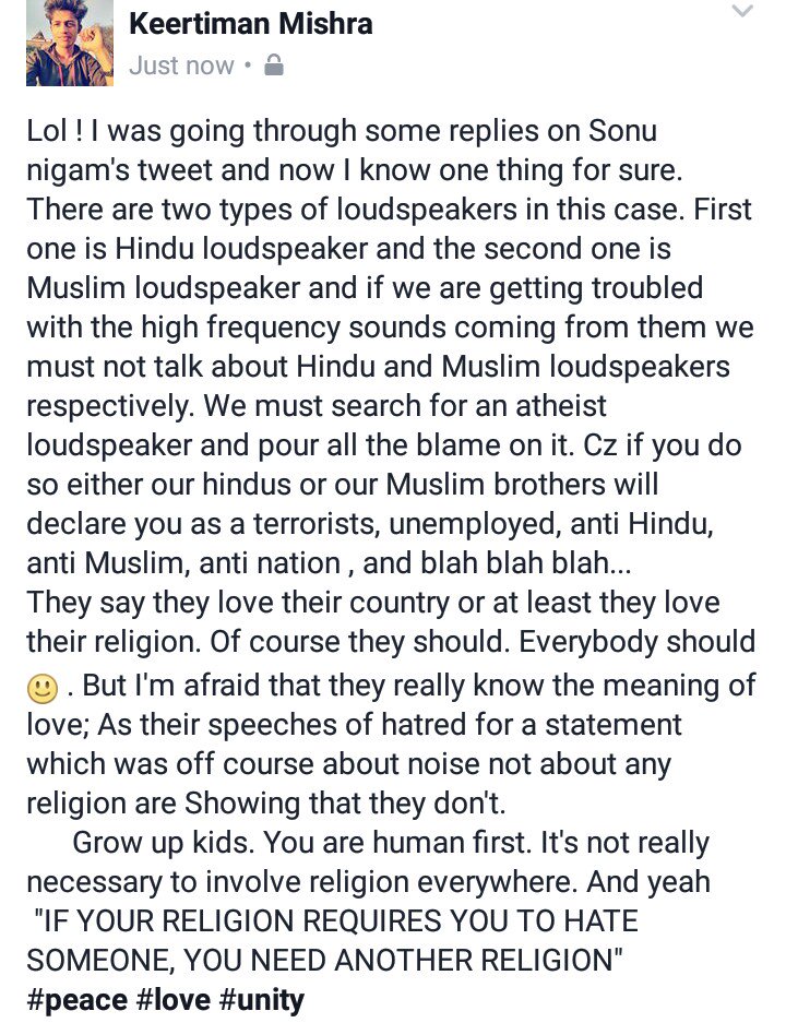 mishrakeertiman's tweet photo. @sonunigam Coz They understand with the level of their perspective 😂. #loudspeaker #loudspeakerban #temple #Mosque #noise #peace #unity # https://t.co/GHdXf2kwkQ