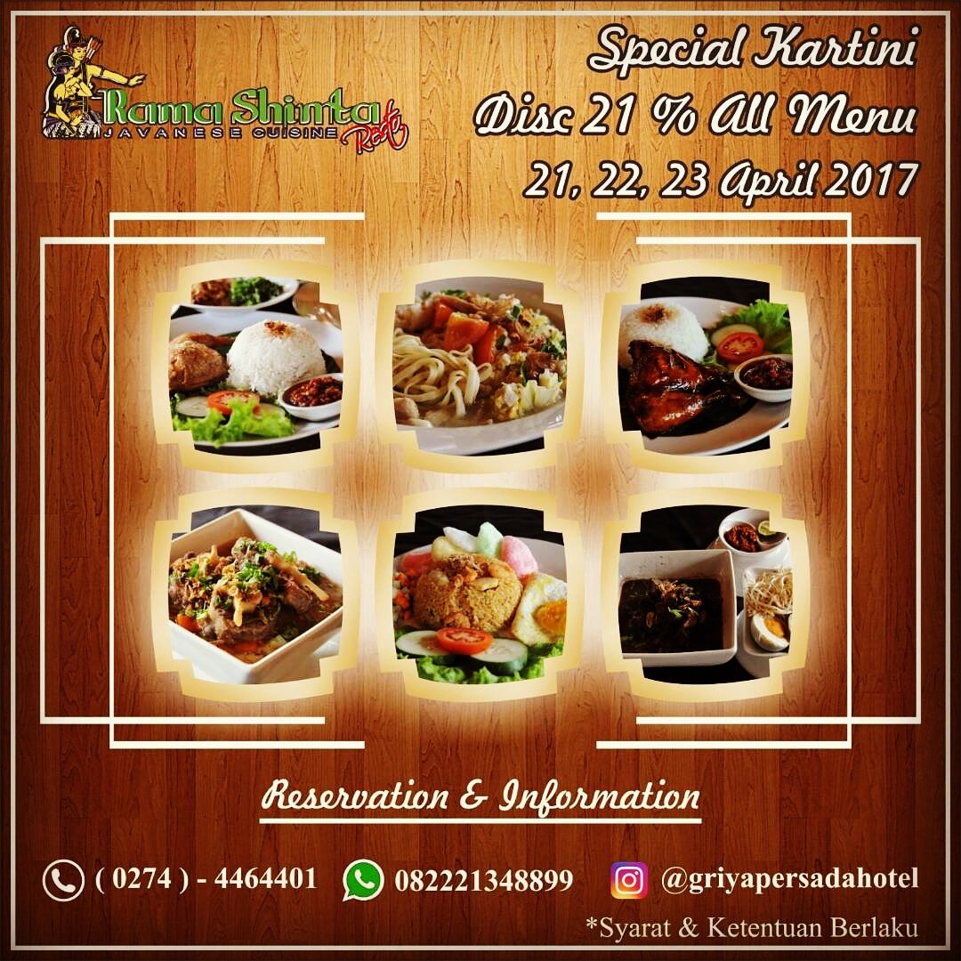 Hay gays...Dalam rangka menyambut hari Kartini, <a href="/ramashintagp/">Rama Shinta</a> ada discount 21%  buat para wanita hebat.