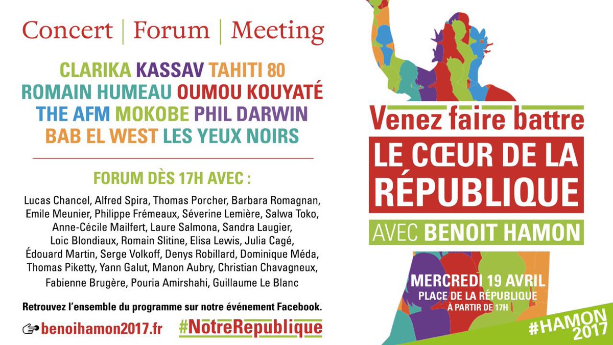 .@benoithamon 'Ensemble, nous serons invincibles !' 
Rdv place de la République à 17h #Paris #NotreRepublique
#hamonbercy #Hamon #Gauche