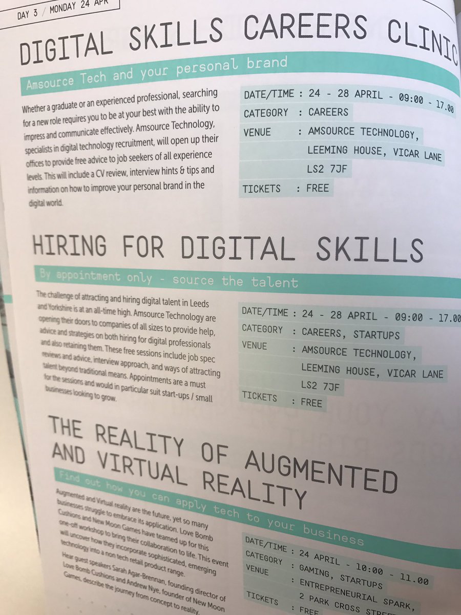Amsource_'s tweet image. Find more information about the events we're hosting @LeedsDigiFest in the official guide! #leedsdigi17 #TechConnect