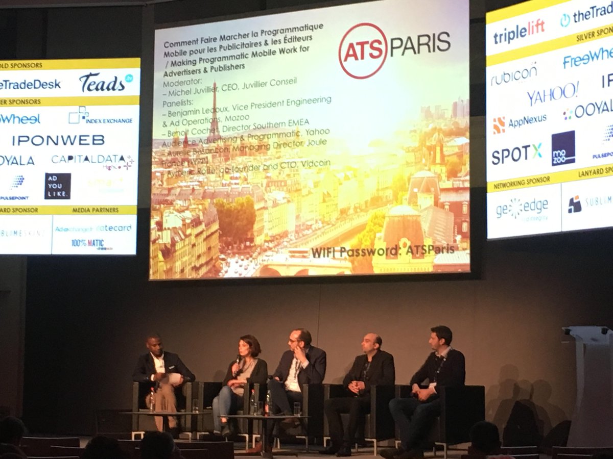 Our CTO on stage w/ @mozoomobile, <a href="/Yahoo/">Yahoo</a> and Joule FR <a href="/WPP/">WPP</a> to discuss how to make #programmatic mobile work ! #ATSP17 #Vidcoin #ZeroLatency