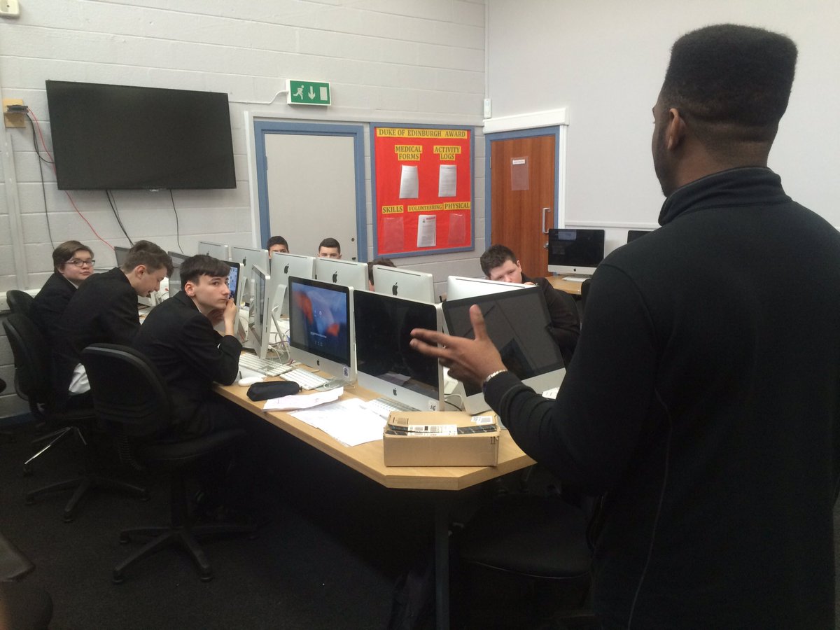 GetMeMotoring's tweet photo. #ProtoGPChallenge Pupils of @FredLongworth begin designing their very own team logo, lead by CEO Nile Henry! #STEM https://t.co/qRY9JskK8R