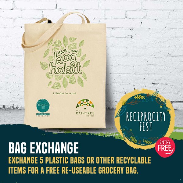 ShilpaArch's tweet photo. #Recycle 5 plastic bags for free #reusable grocery bag @ @reciprocityfest #chennai #bagexchange #earthday2017 @kate_sheppard @PilarConesa https://t.co/1mQWbrk01j