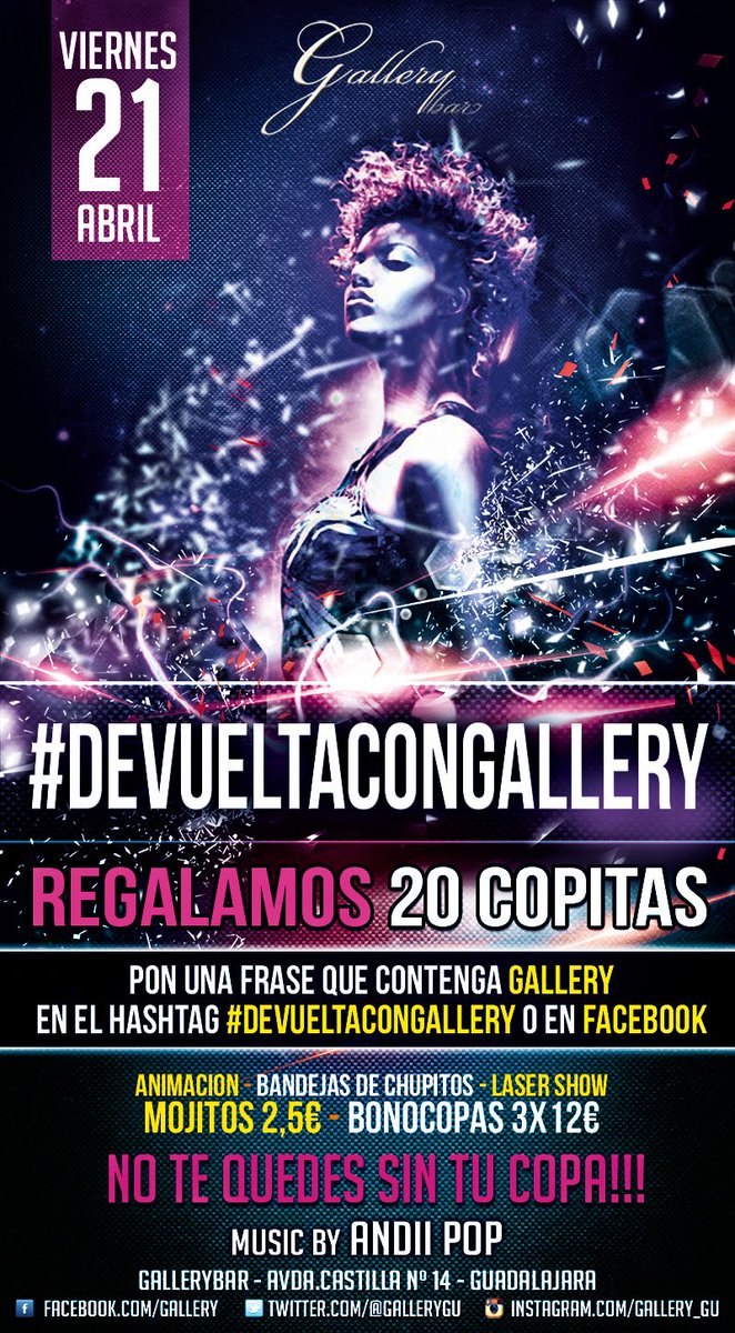 QUIERES UNA COPITA POR LA FACEEE?? SIGUENOS, RT, y ME GUSTA!! Regalamos 20...No te quedes sin la tuya!! Dale cañaa!!
GRACIASSS!!