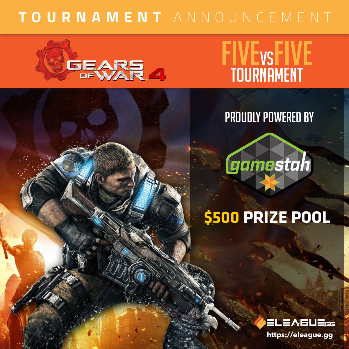 eleague_gg's tweet photo. We're all about gaming! We remember our console brethren too! @Gamestah are running a @GearsofWar tournament with hard cash for a prize! https://t.co/ES2a6pftdh