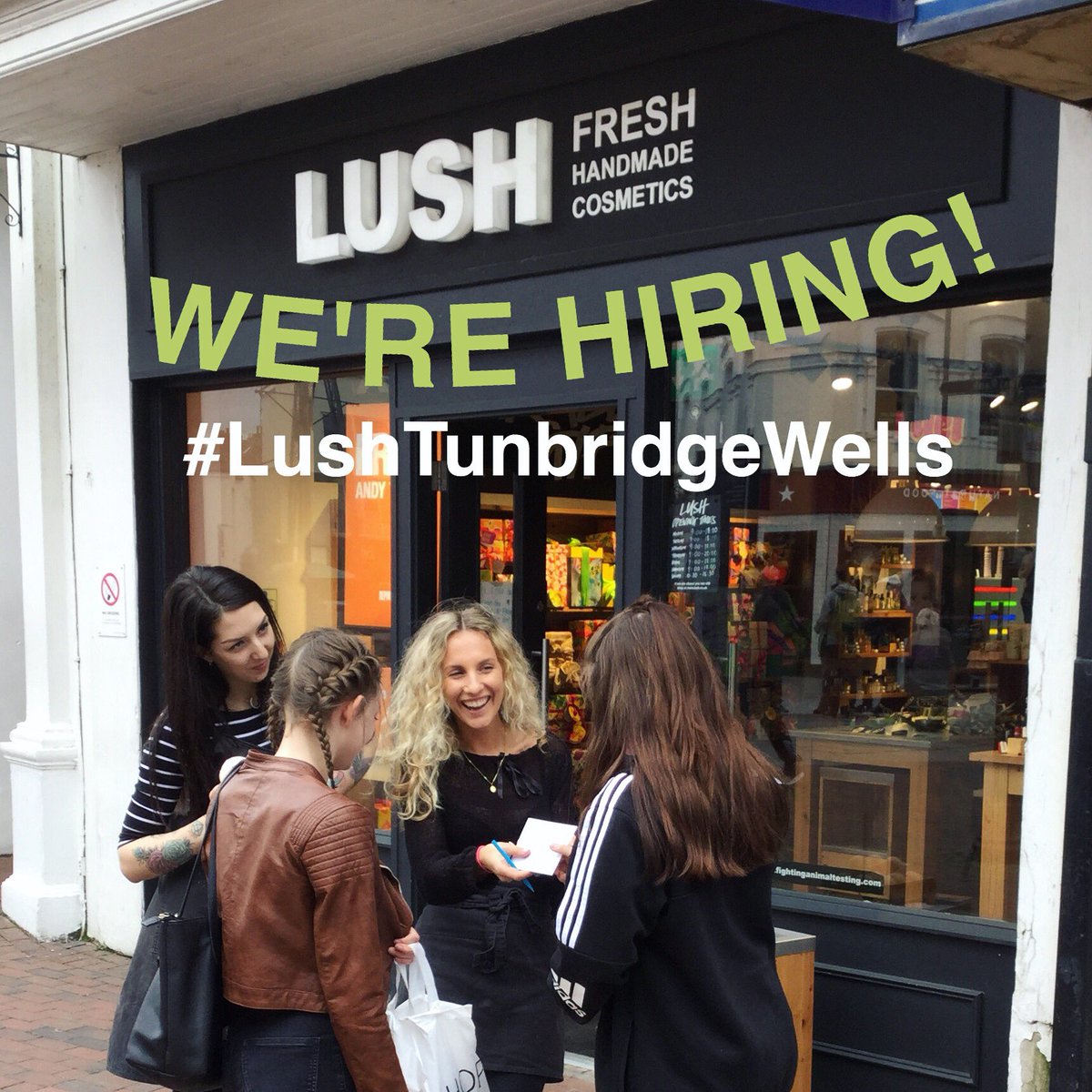 To apply send cover letter with why you want work for us + CV to tunbridge.wells@lush.co.uk - DEADLINE TODAY!