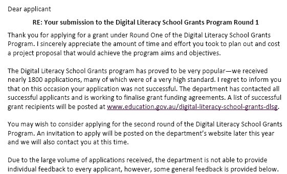 ShaneAbell's tweet photo. @RegMenz1 hope you had more luck than me, that's 2 grants missed out on recently. Won't bother wasting my time ever again #dlsg #aussieED https://t.co/I08qCrdiZ2