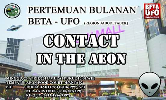 Yang di Jabodetabek yuk merapat ke AEON Mall BSD City Tangerang Minggu 23/4! #betaufogathering #ufoindonesia
