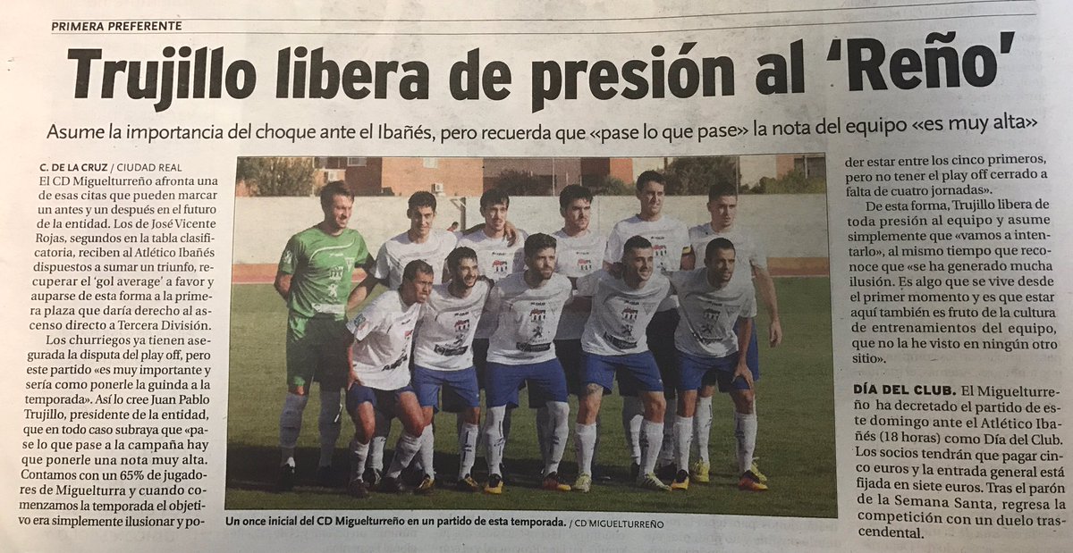 Miguelturreno1's tweet photo. Nuestro presi, libera de presión al REÑO, pide un último esfuerzo a la afición para llevar al equipo en volandas el 23/4 

@LaTribunaCR https://t.co/hkPt90NBiI