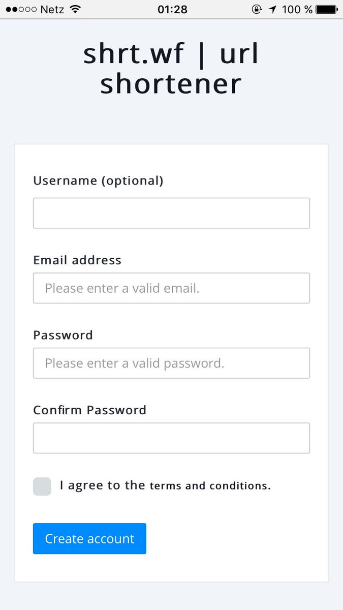 shrtwf's tweet image. Fits in a screen: the registration process #url #short #shortener #adfree