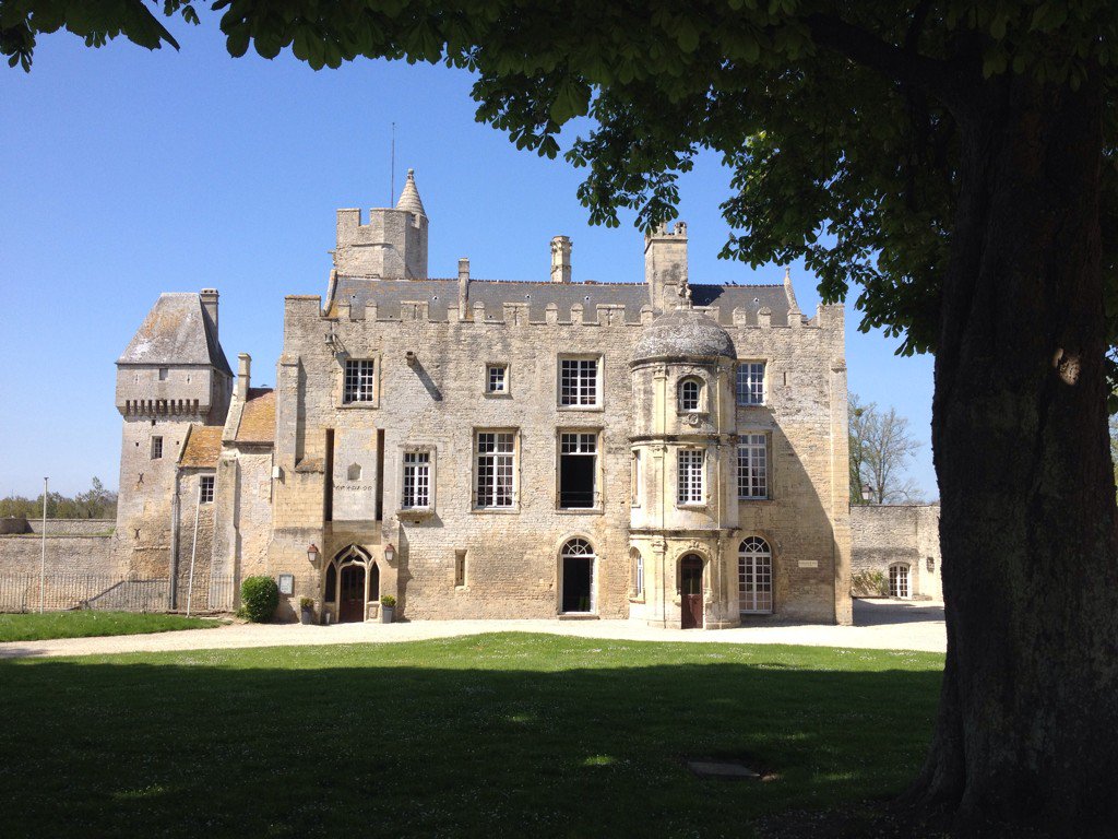 Chateau Creully - first BBC recording studio (in the square tower on left) in France, June 1944.