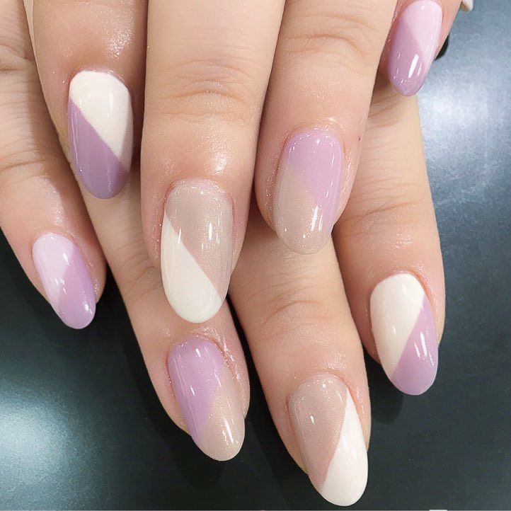 エターナル バイカラー ツートン ラベンダー ベージュ ハーフフレンチ 斜めフレンチ フレンチ ネイル Nail Gel ネイルサロンエターナル 金沢 T Co Hrodyw095l