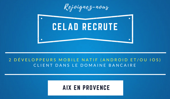 CeladAix's tweet photo. [#CELADjob] 2 #développeursmobile natif (#Android #iOS) - #aixenprovence / Démarrage ASAP / contrat #CDI / nadege.garoutte@celad.com https://t.co/nE8UwmJszI