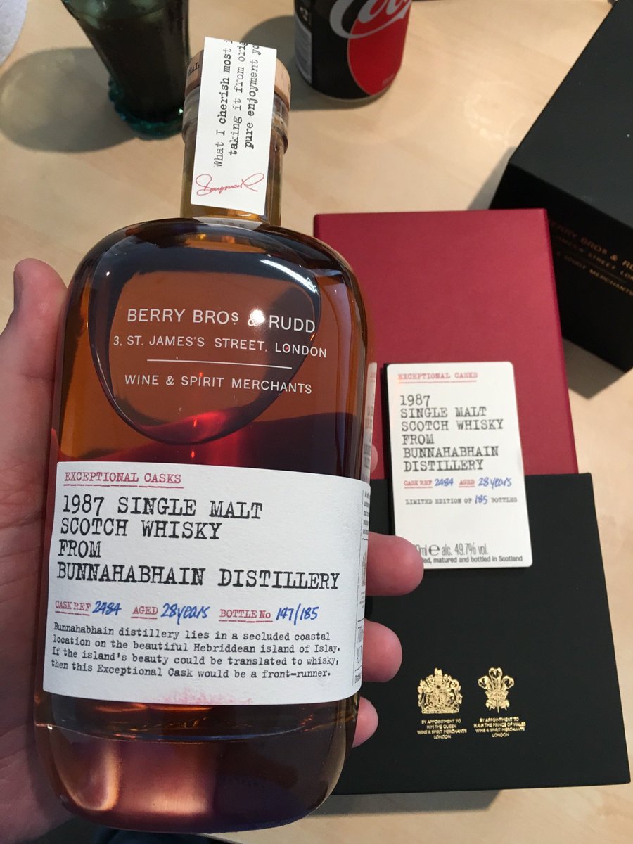Bloody stoked!

Thanks to Scotty <a href="/OakBarrelSydney/">The Oak Barrel</a> &amp; @DanBBRSpirits my <a href="/berrybrosrudd/">Berry Bros. & Rudd</a> <a href="/Bunnahabhain/">Bunnahabhain Distillery</a> 1987 Exceptional Cask #2484 has arrived!