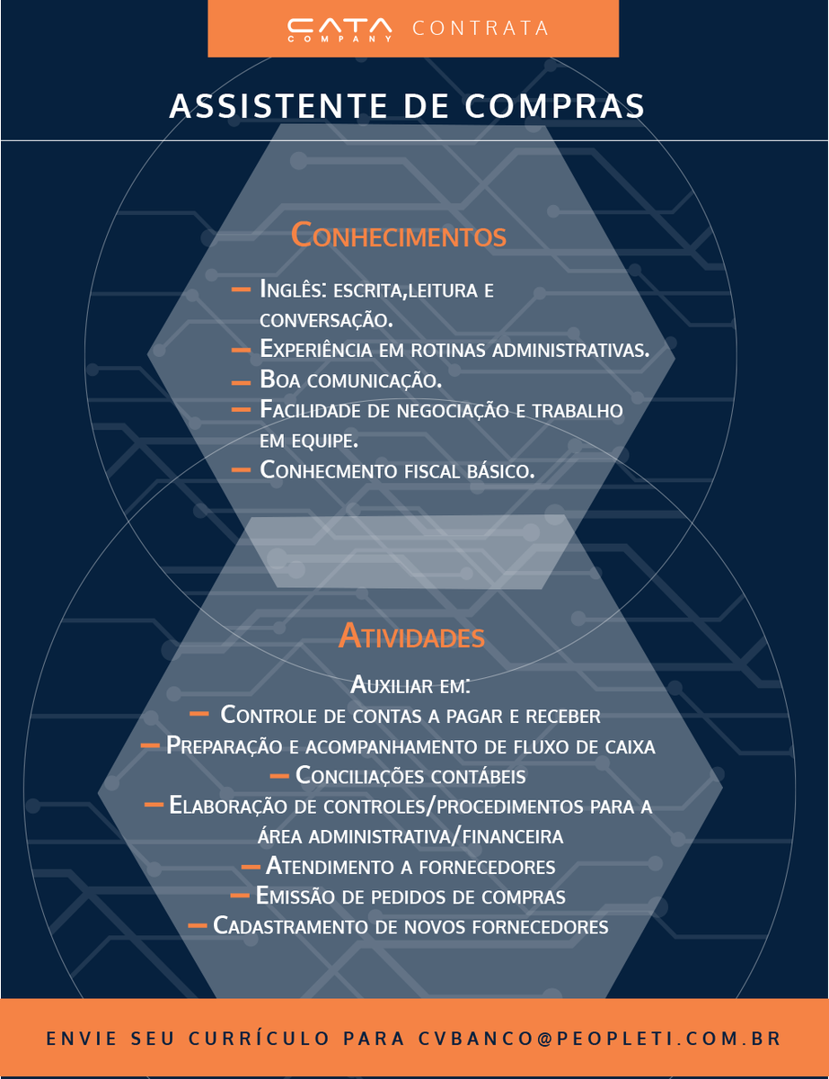 CataCompany's tweet photo. Para nossa vaga de Assistente de Compras em Serraria, procuramos alguém formado em Administração, Contábeis e/ou Economia - ou concluindo. https://t.co/1yznnYINFD